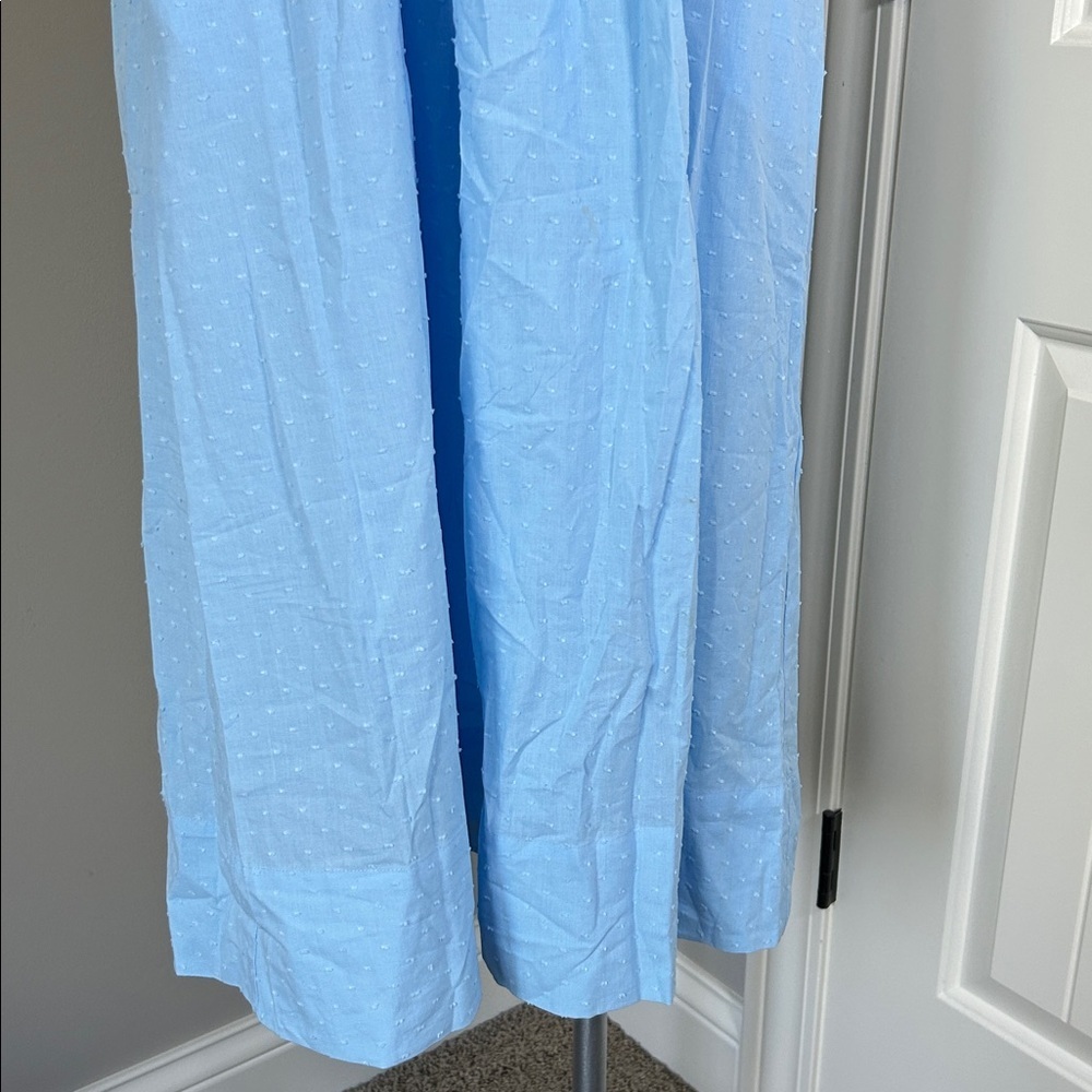 Lake Pajamas Lolly Dress in Morning Blue Swiss Dot Midi Pockets Sz S NEW - Picture 7 of 15